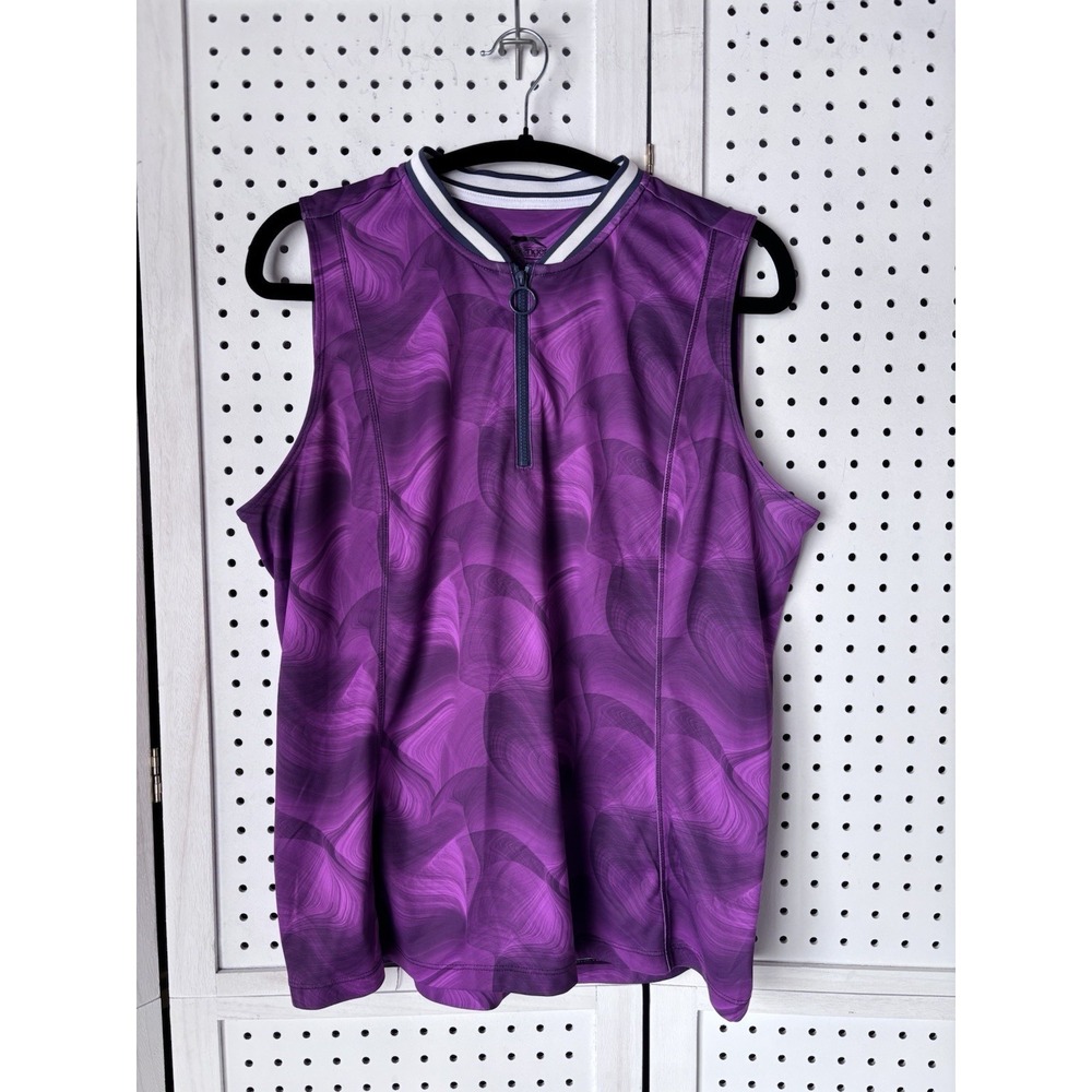 Slazenger Sleeveless Tank Zip Purple Women's Lg Athletic Tennis Golf